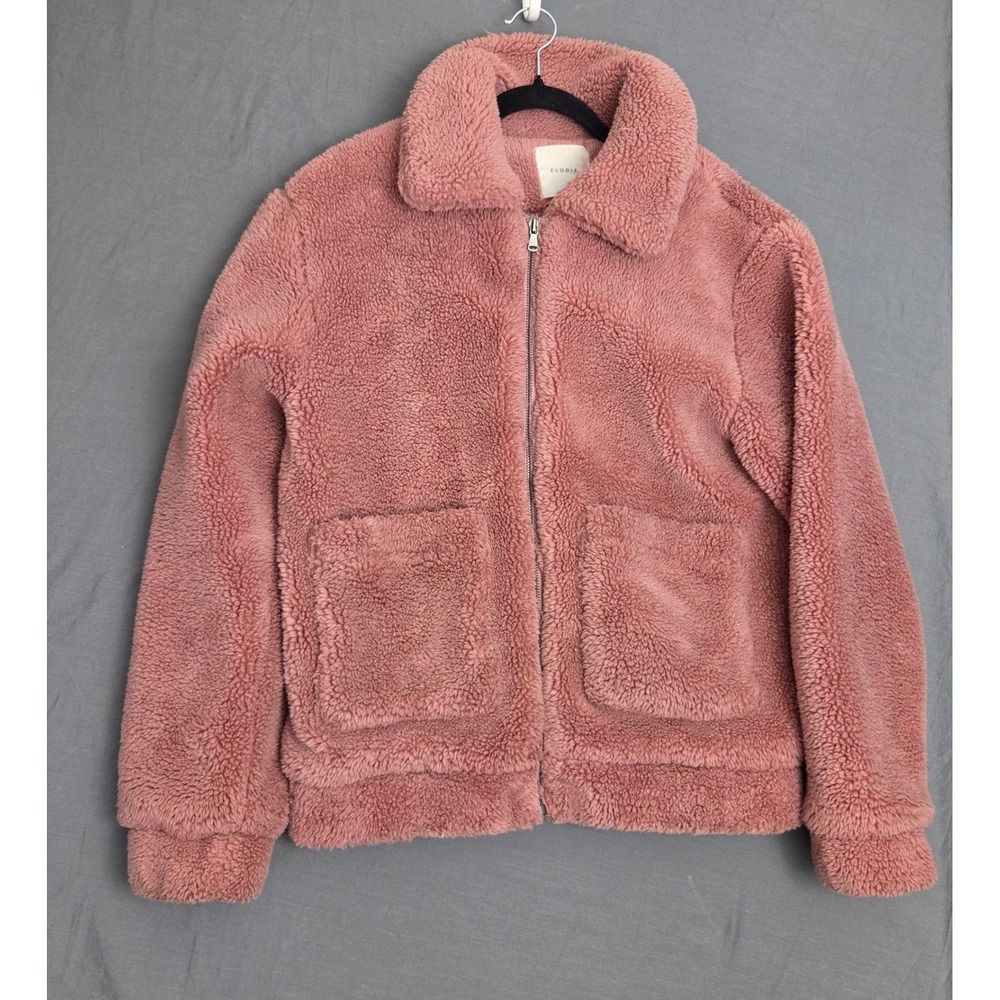Elodie Dusty Pink Sherpa Teddy Jacket Full Zip Coat Size XS